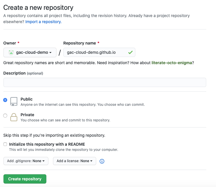 "Creating repository"